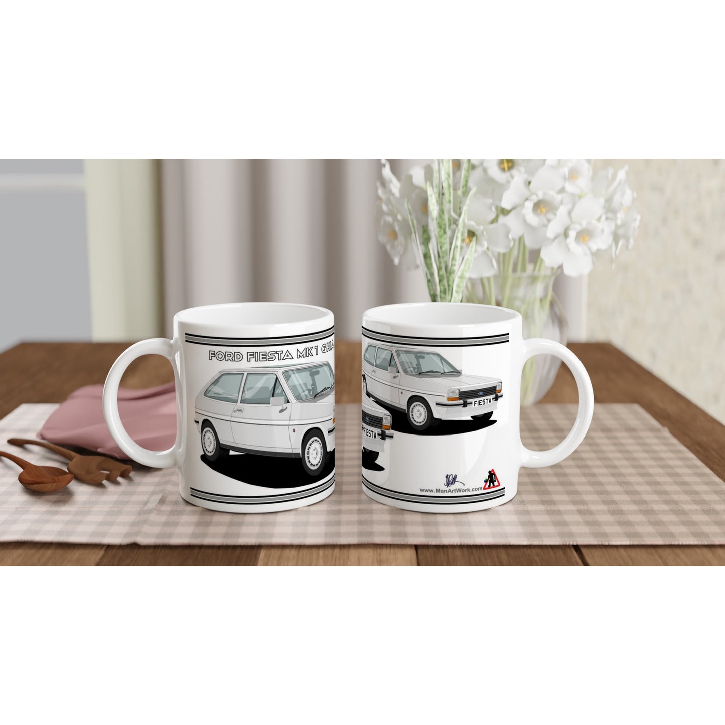 Ford Fiesta Mk1 Ghia in Silver Art Mug