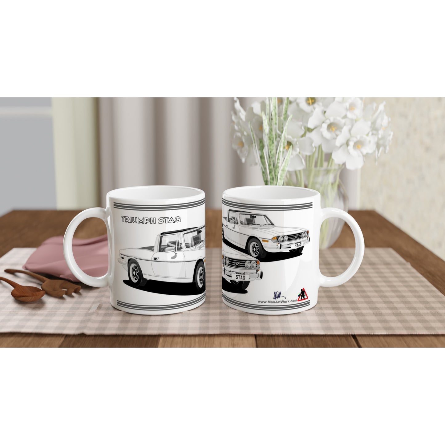 Triumph Stag White and Black 73-75 Car Mug