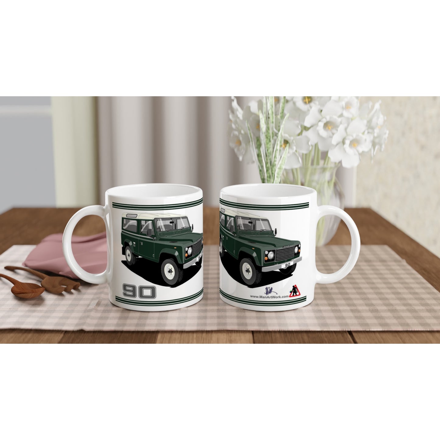 Land Rover 90 7 seater in Green Art Mug