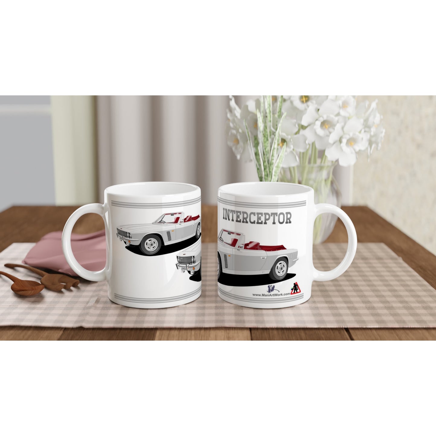 Jensen Interceptor Mk3 Convertible in Silver Art Mug