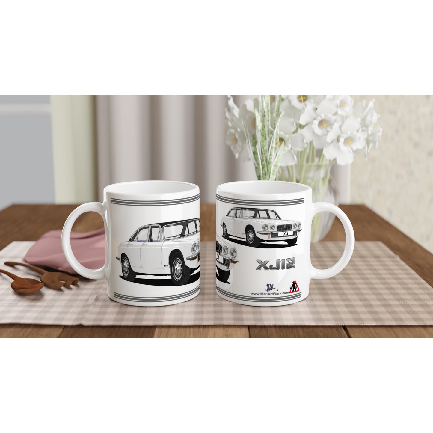 Jaguar XJ12 Mk2 in White Art Mug