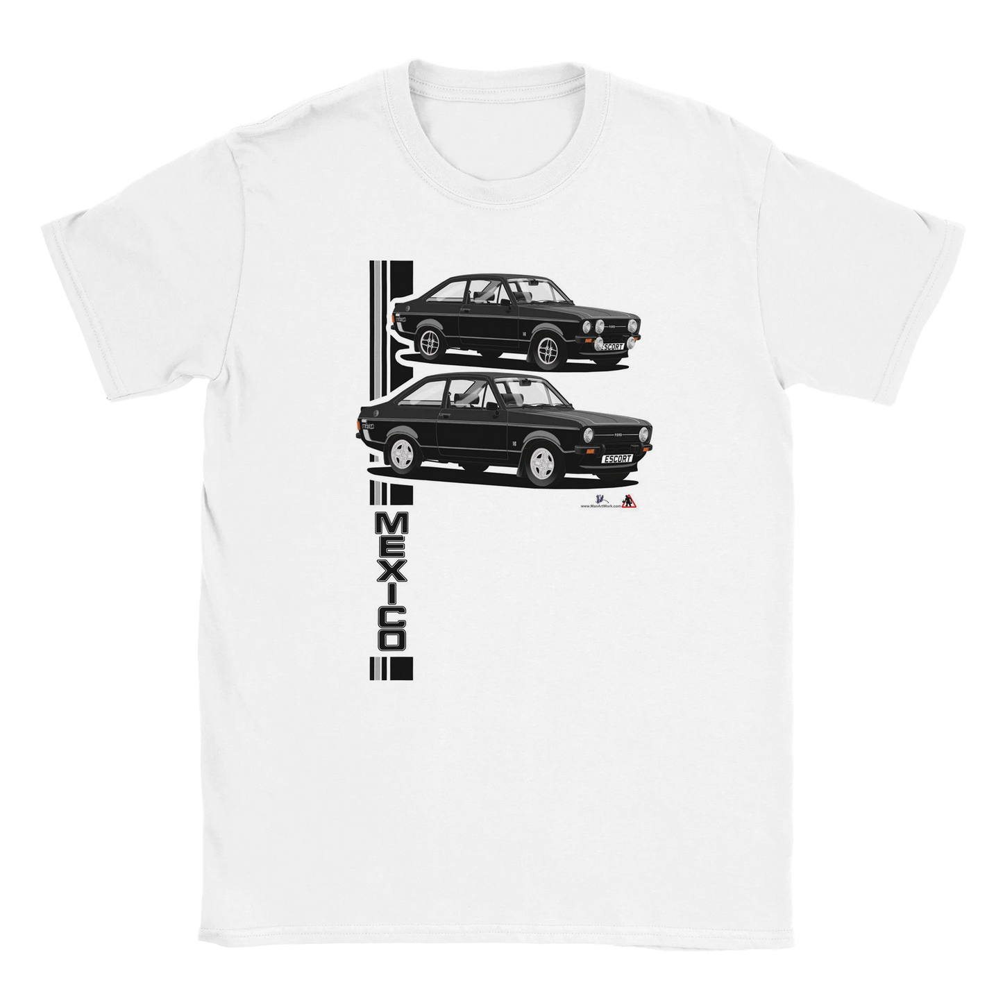 Ford Escort Mk2  Mexico T Shirt (Black Car)