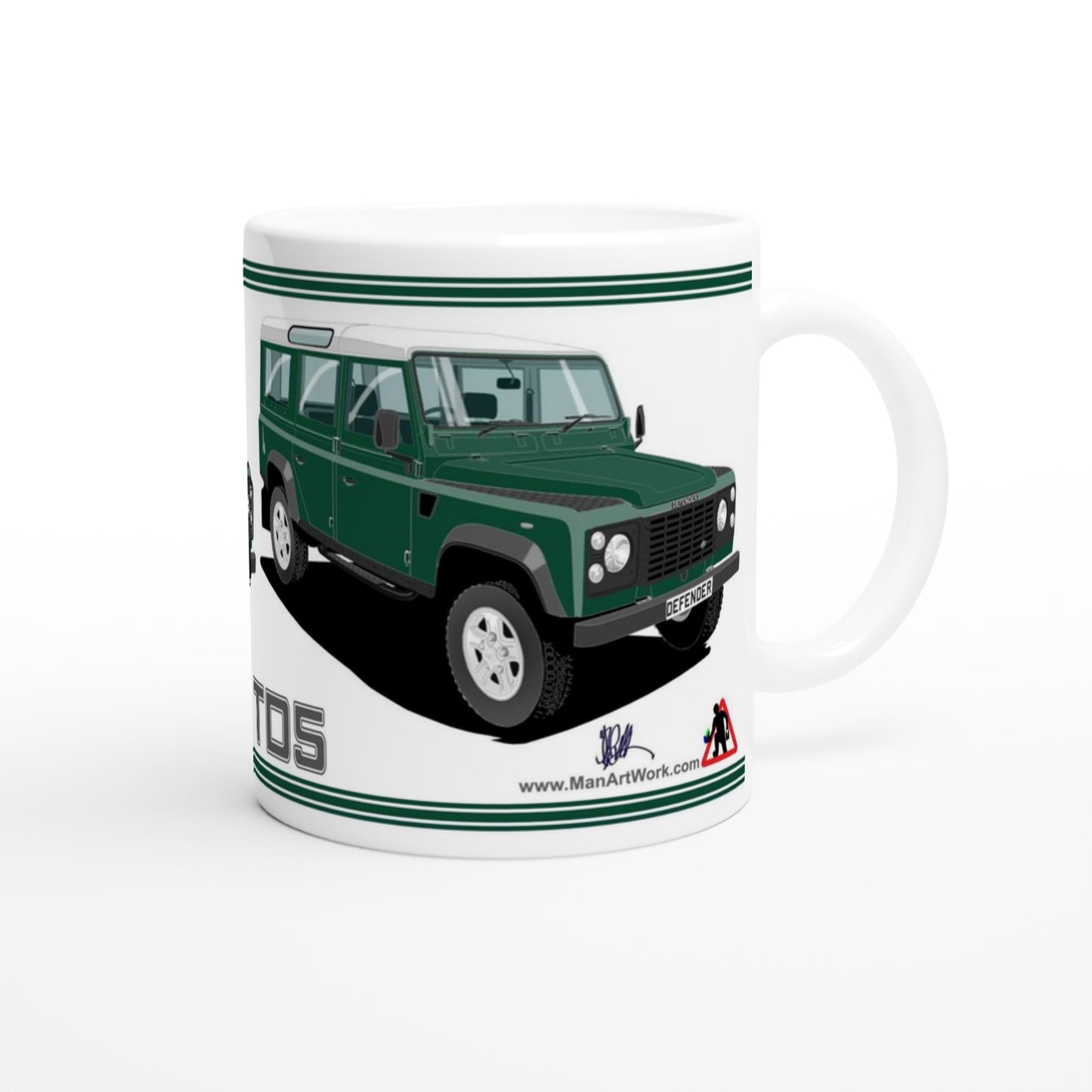 Land Rover Defender 110 TD5 12 seater in Green  Art Mug
