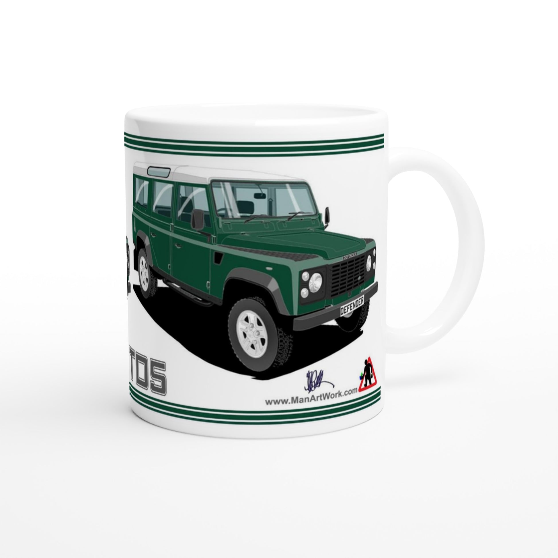 Land Rover Defender 110 TD5 12 seater in Green  Art Mug