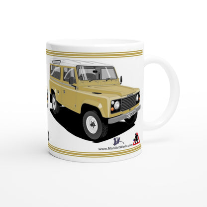 Land Rover Defender 90 7 seater in Brown  Art Mug