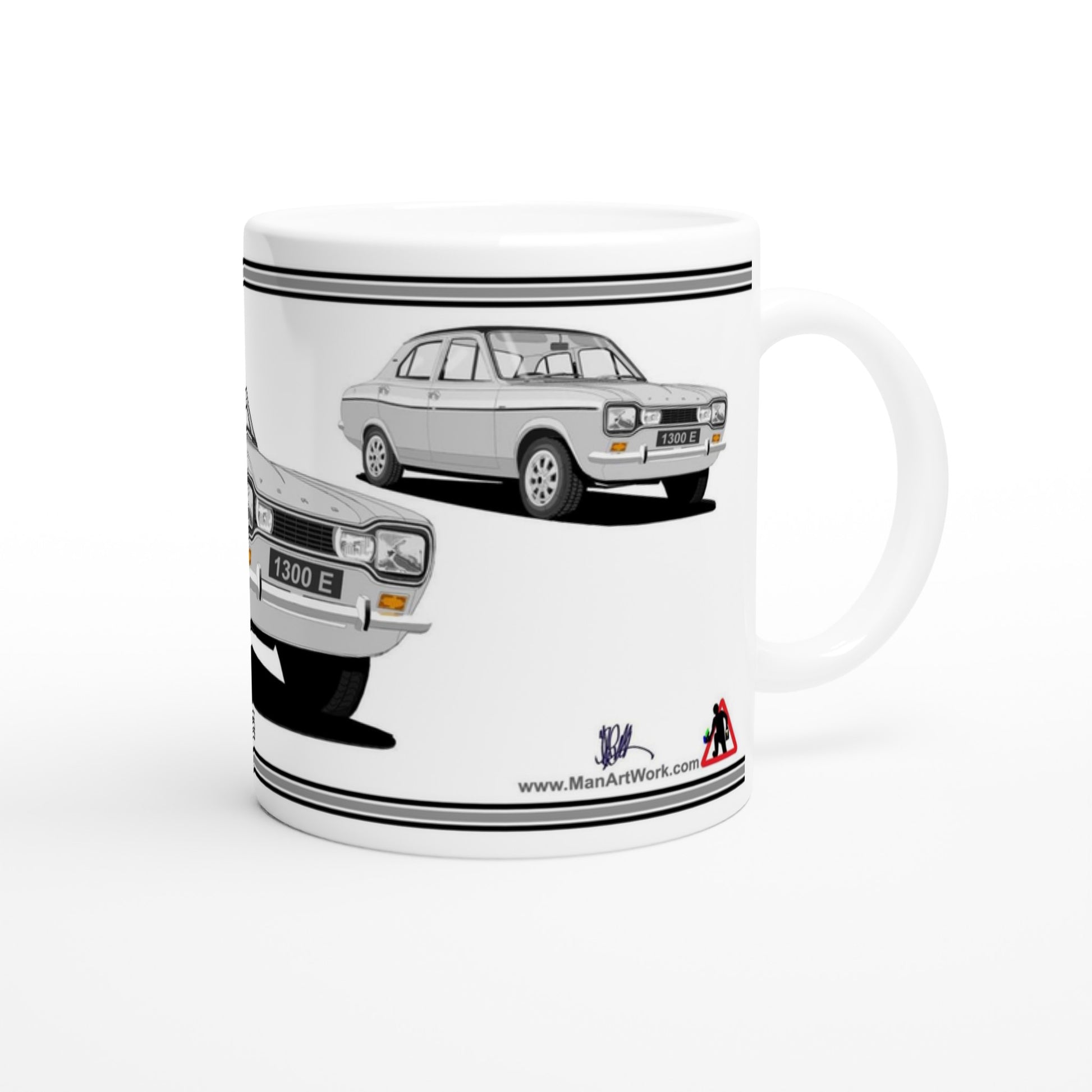 Ford Escort Mk1 1300E 4 Door Silver Art Mug