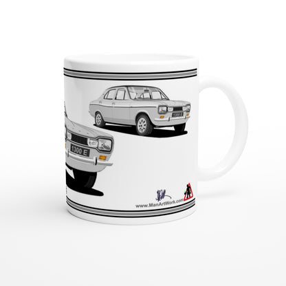Ford Escort Mk1 1300E 4 Door Silver Art Mug