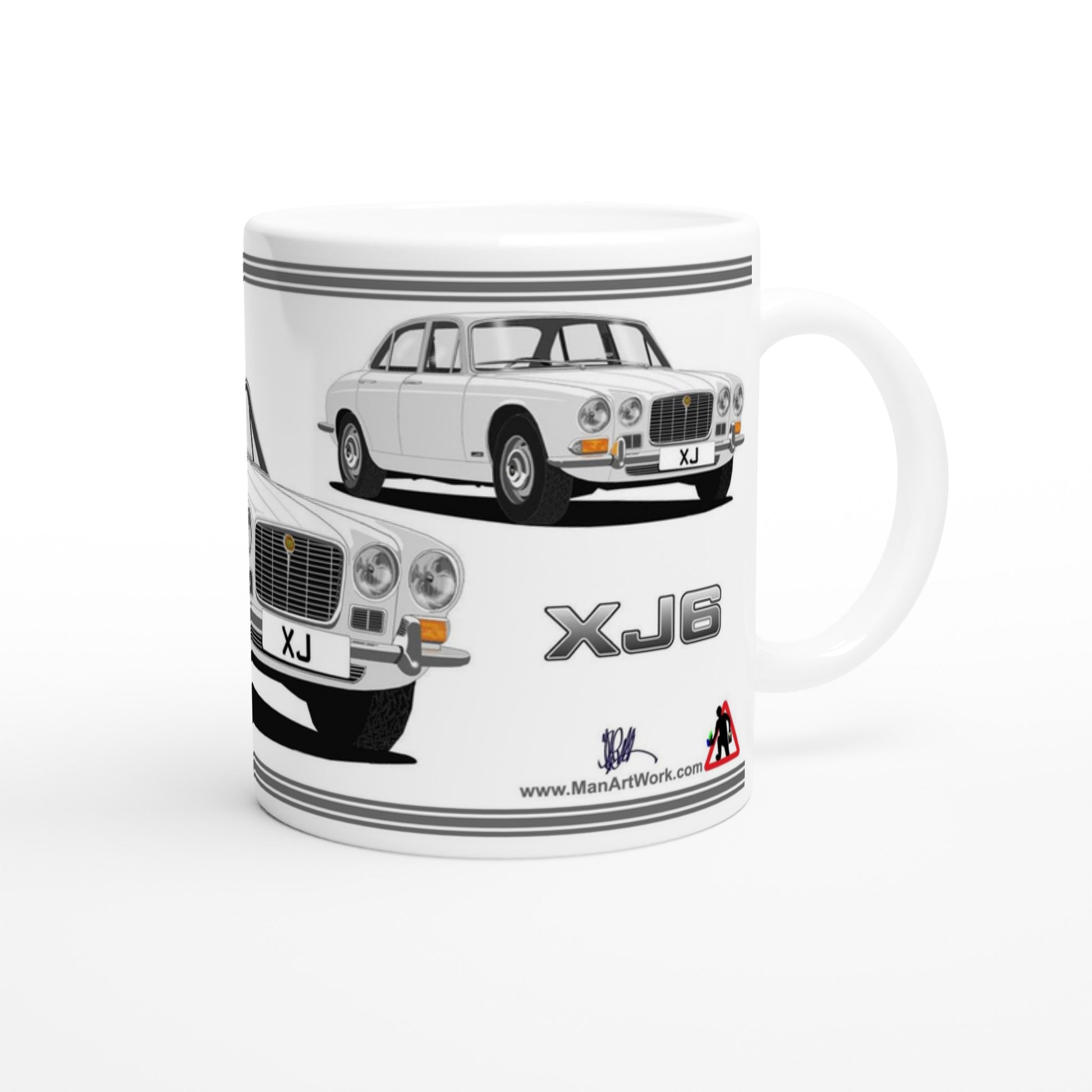 Jaguar XJ6 Mk1 in White Art Mug
