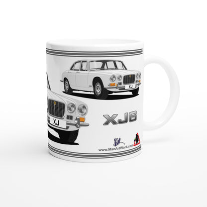 Jaguar XJ6 Mk1 in White Art Mug