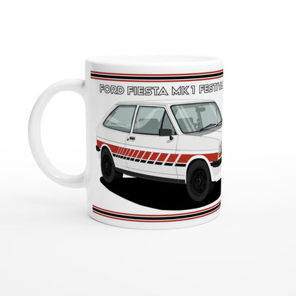 Ford Fiesta Mk1 Festival in White Art Mug