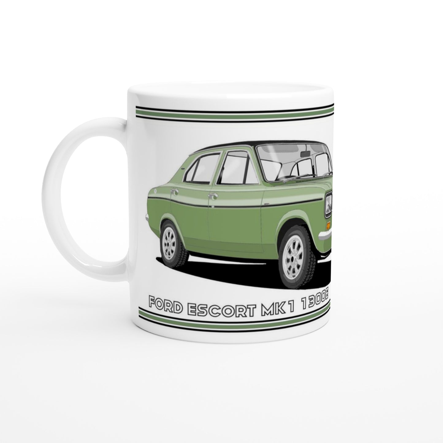 Ford Escort Mk1 1300E 4 Door Green Art Mug