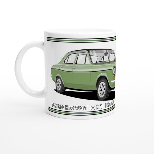 Ford Escort Mk1 1300E 4 Door Green Art Mug