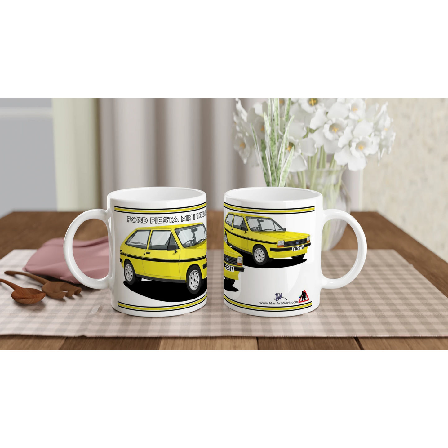Ford Fiesta Mk1 1300S in Yellow Art Mug