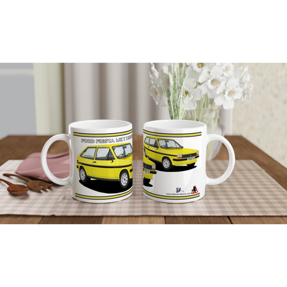 Ford Fiesta Mk1 1300S in Yellow Art Mug