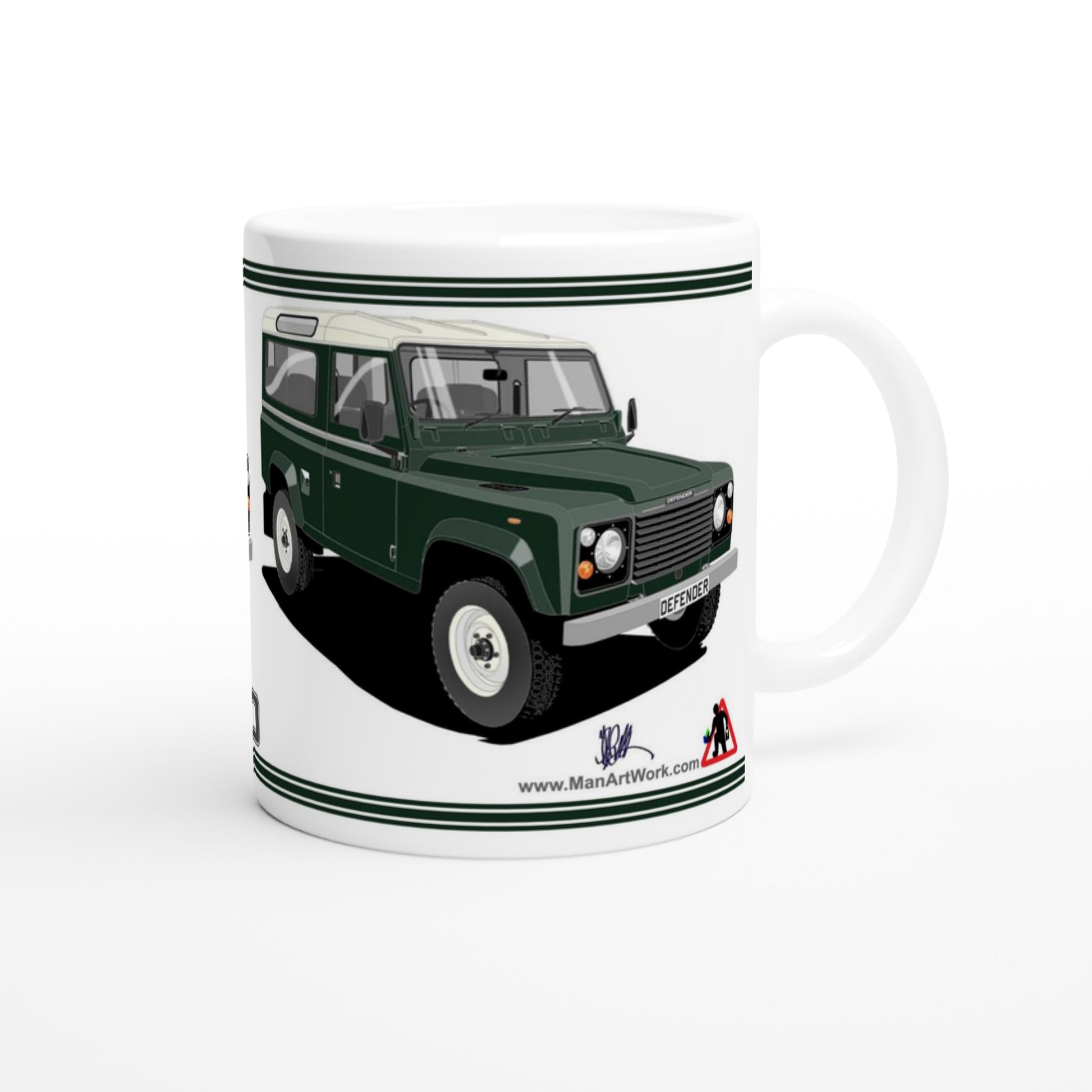 Land Rover Defender 90 7 seater in Green  Art Mug