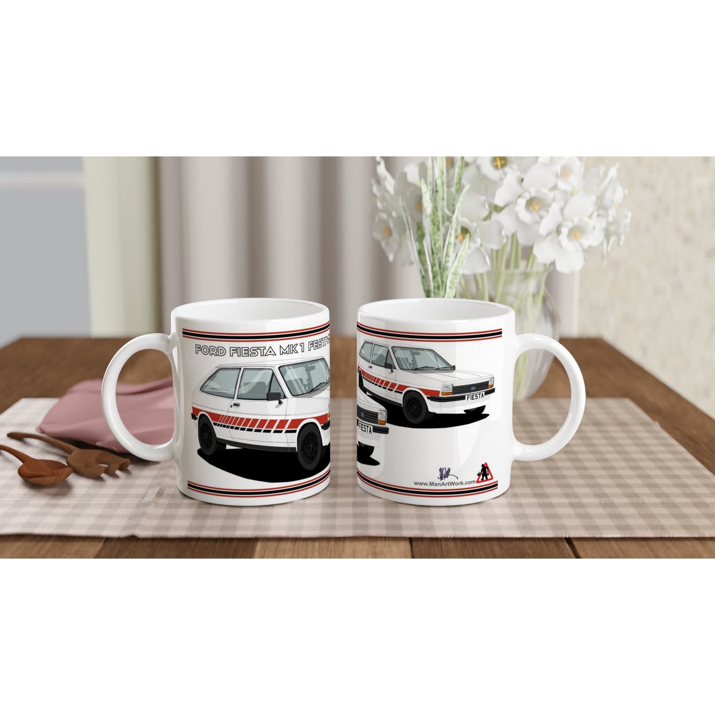 Ford Fiesta Mk1 Festival in White Art Mug