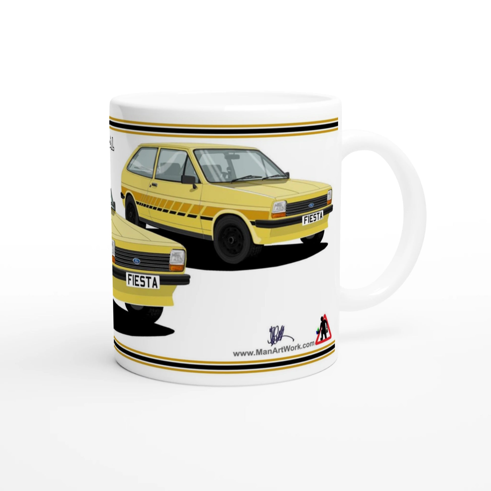 Ford Fiesta Mk1 Festival in Yellow Art Mug