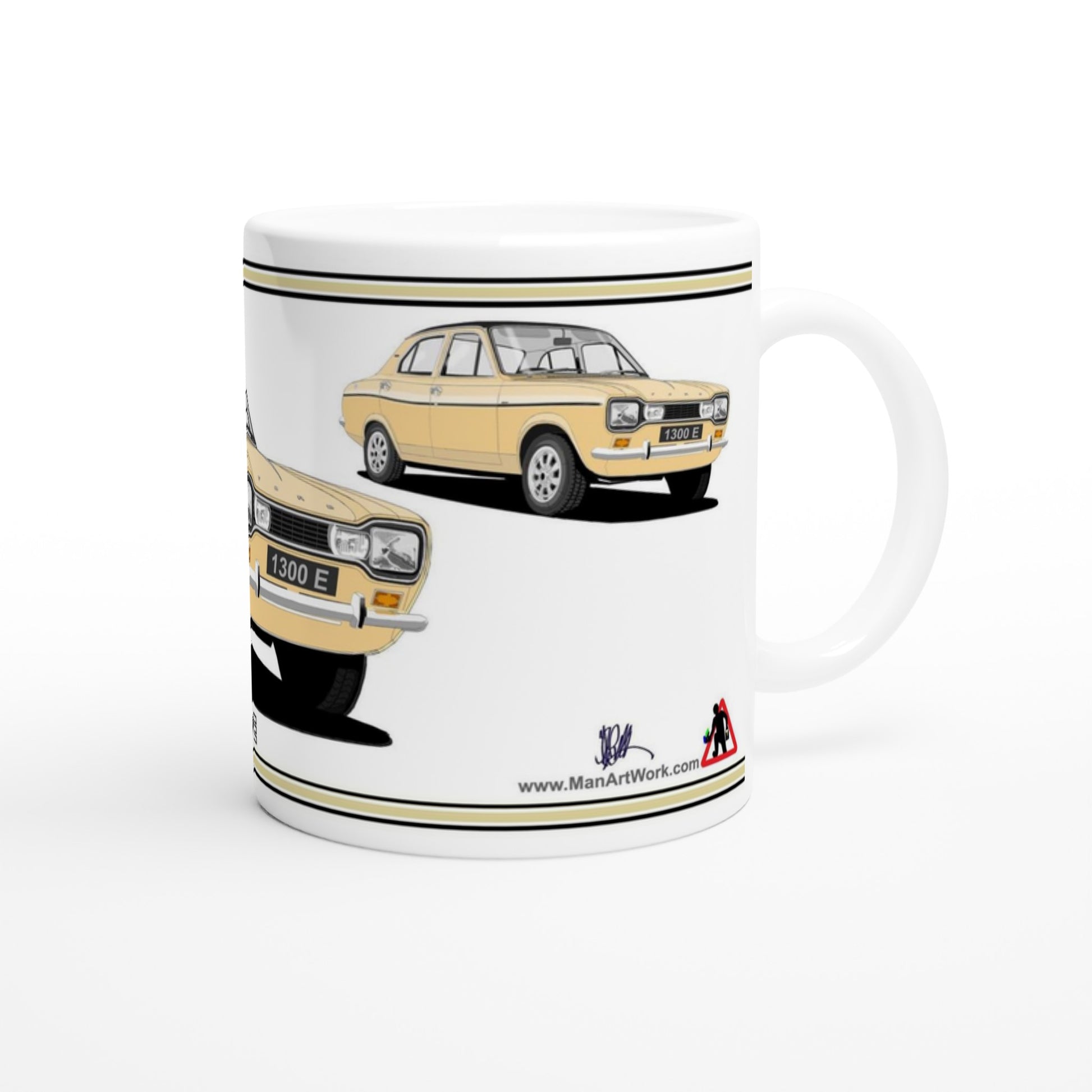 Ford Escort Mk1 1300E 4 Door Beige Art Mug