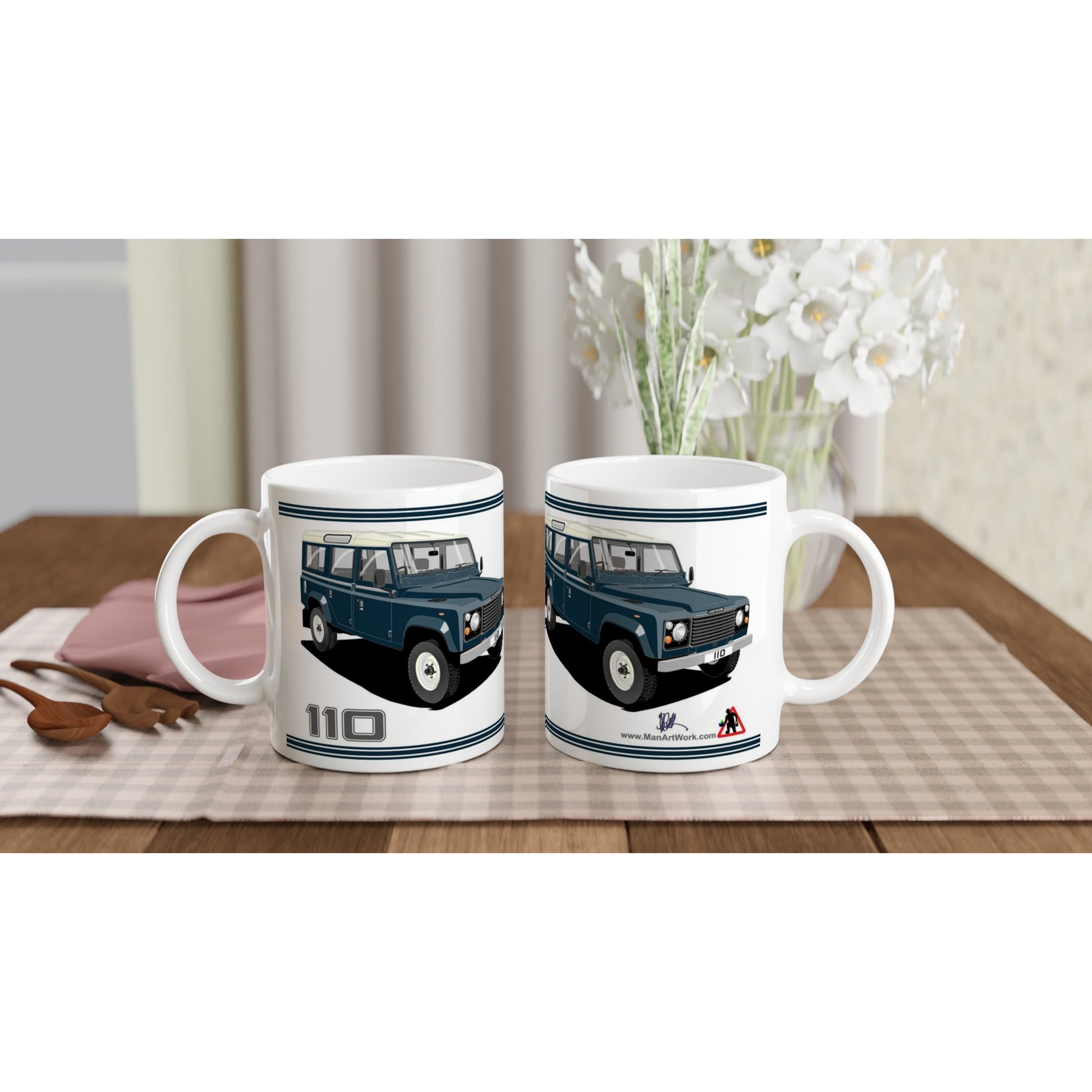 Land Rover 110 12 seater in Dark Blue  Art Mug