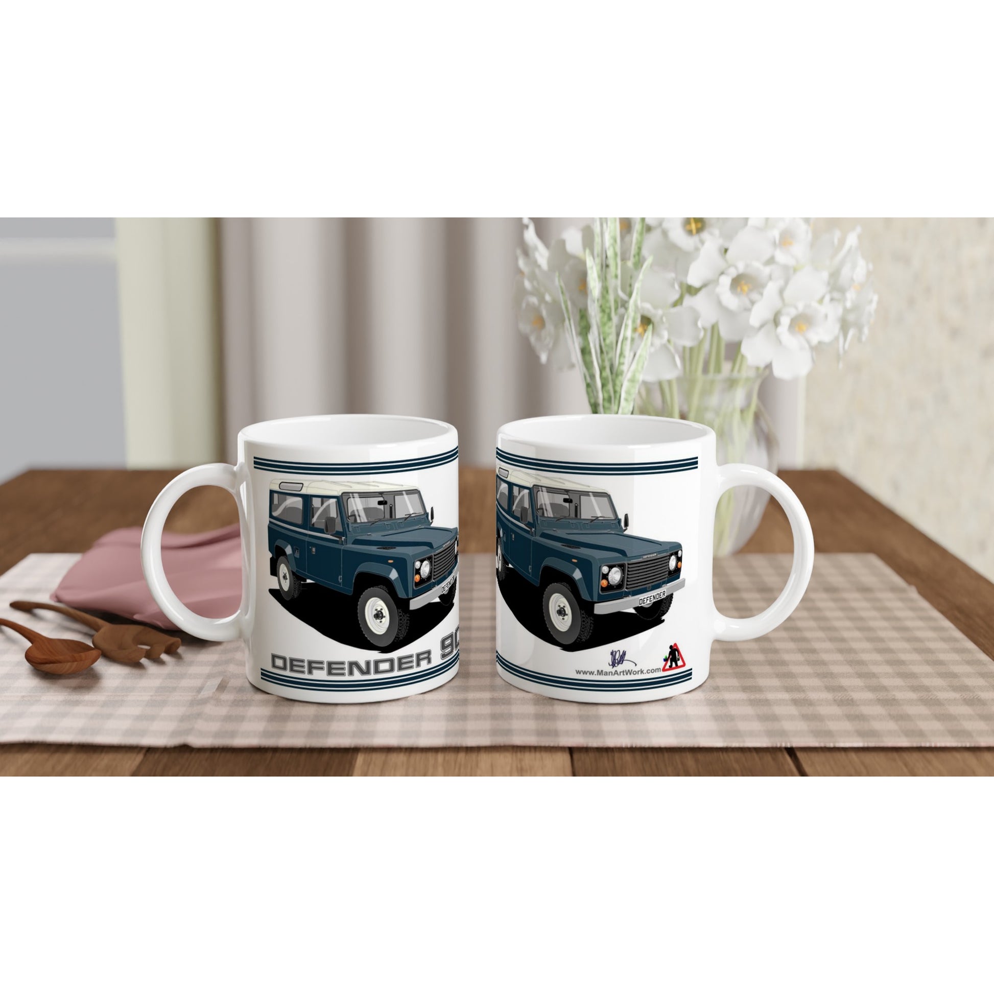 Land Rover Defender 90 7 seater in Dark Blue  Art Mug