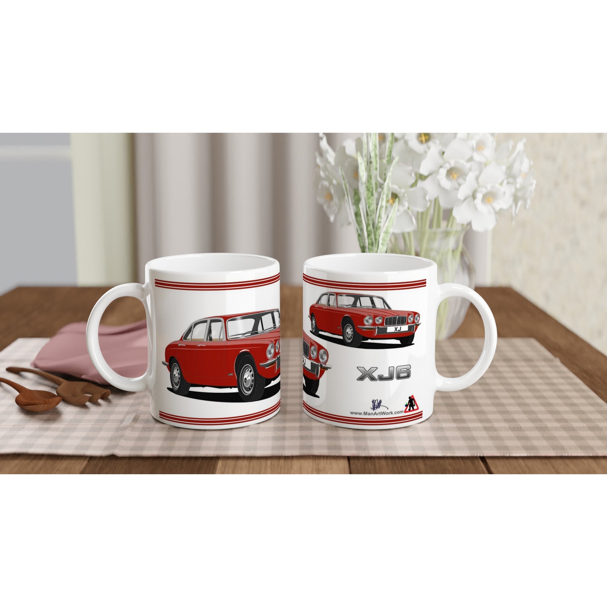 Jaguar XJ6 Mk2 in Red Art Mug