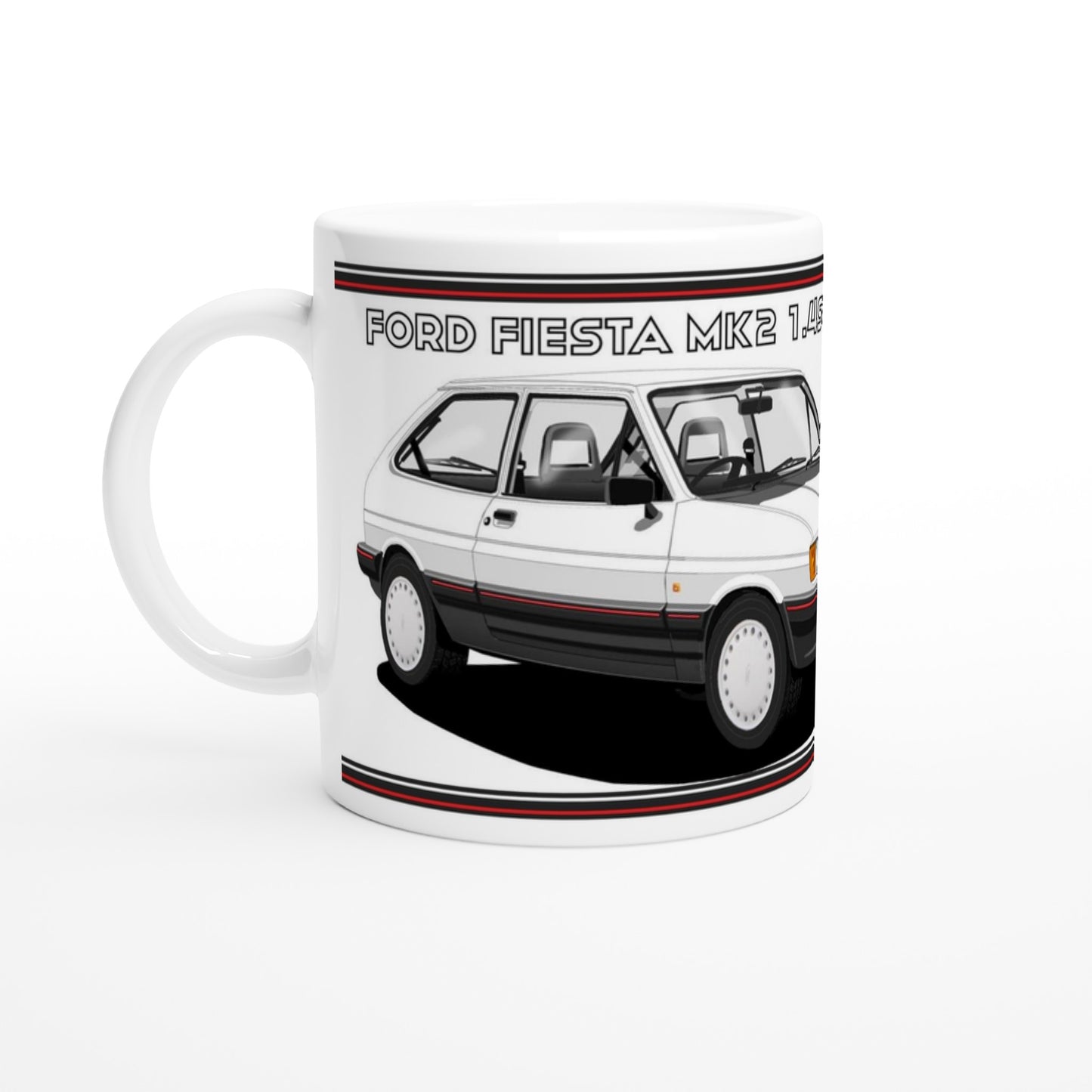 Ford Fiesta Mk2 1.4S in White Art Mug