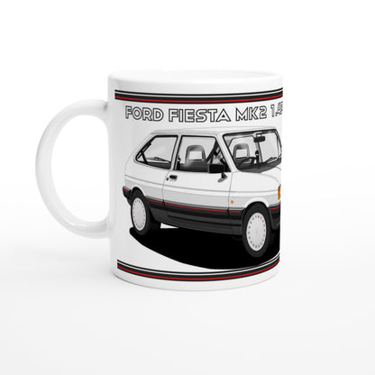Ford Fiesta Mk2 1.4S in White Art Mug