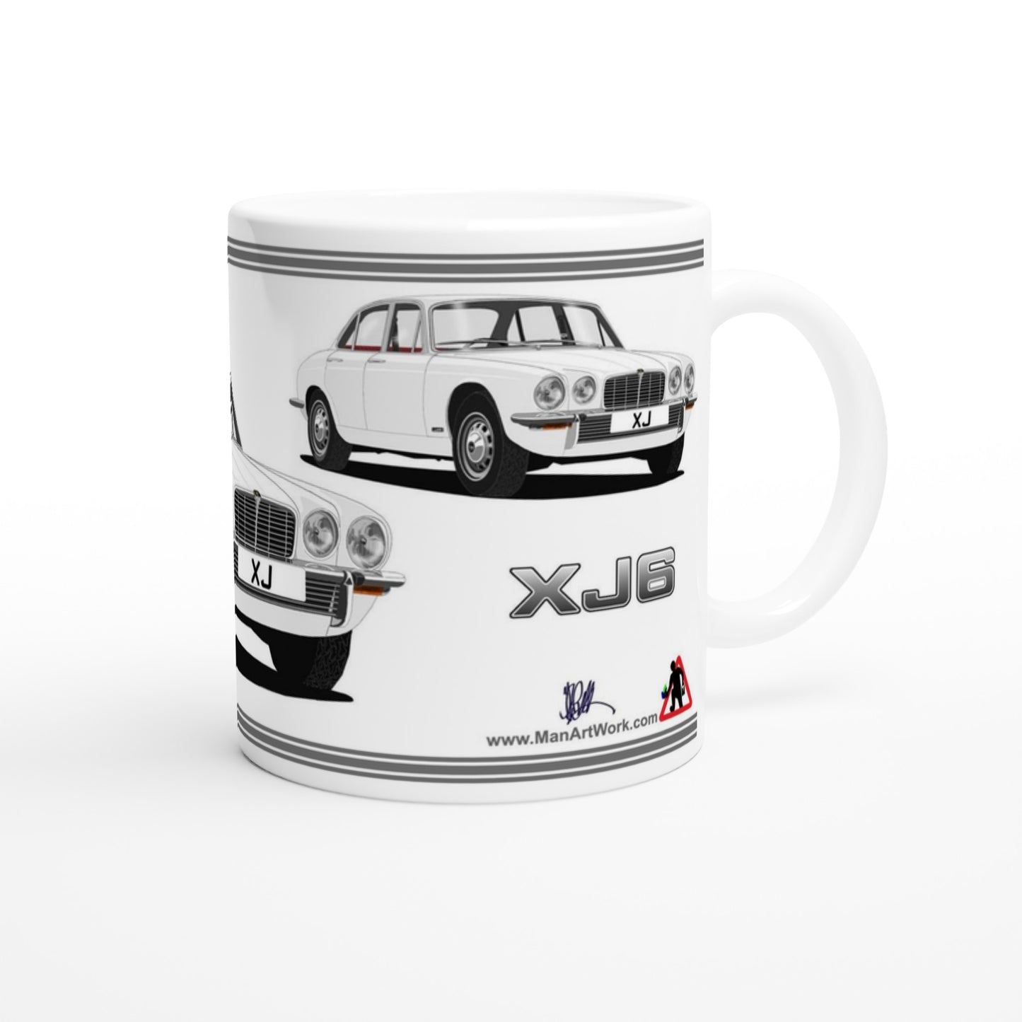 Jaguar XJ6 Mk2 in White Art Mug
