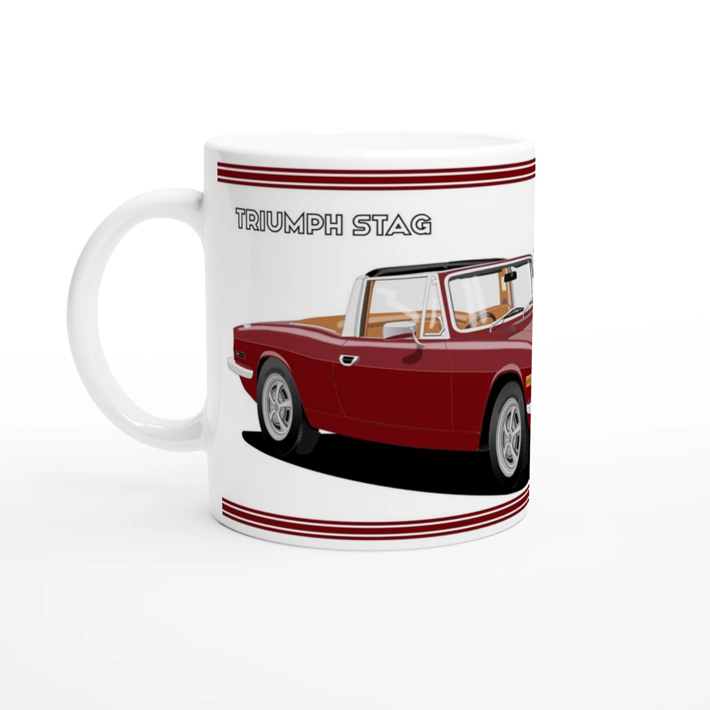 Triumph Stag Damson Red and Tan Car Mug