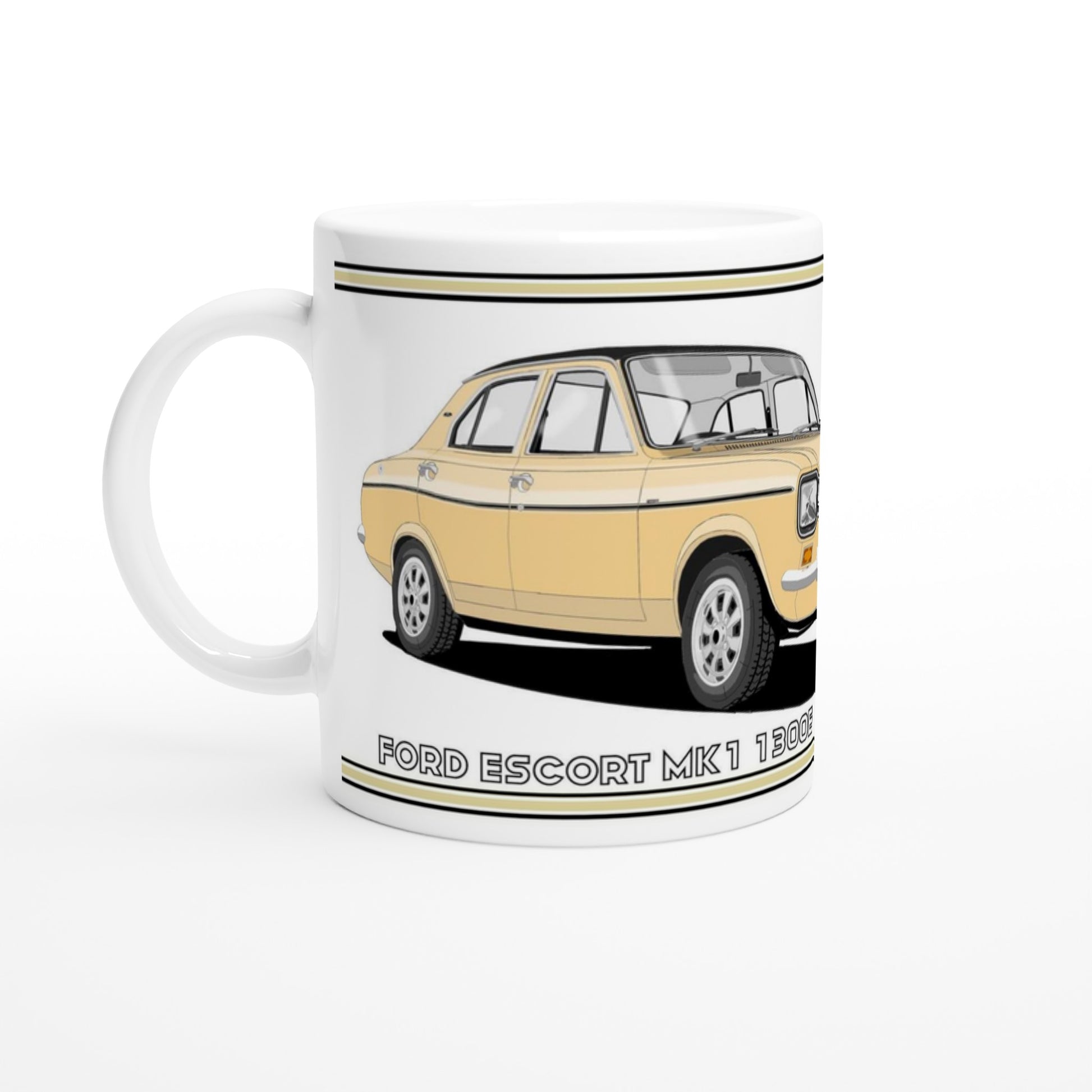 Ford Escort Mk1 1300E 4 Door Beige Art Mug