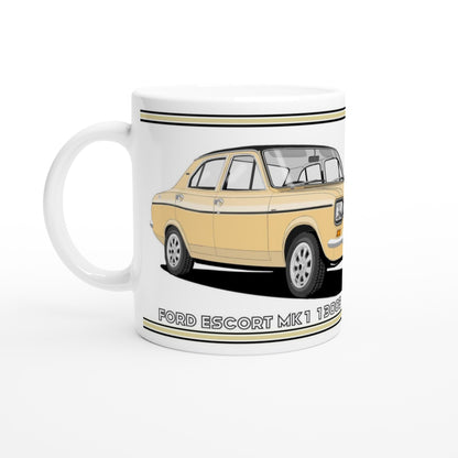 Ford Escort Mk1 1300E 4 Door Beige Art Mug