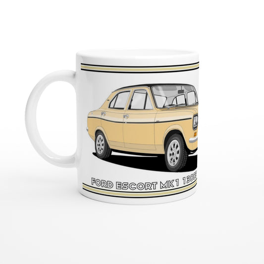 Ford Escort Mk1 1300E 4 Door Beige Art Mug