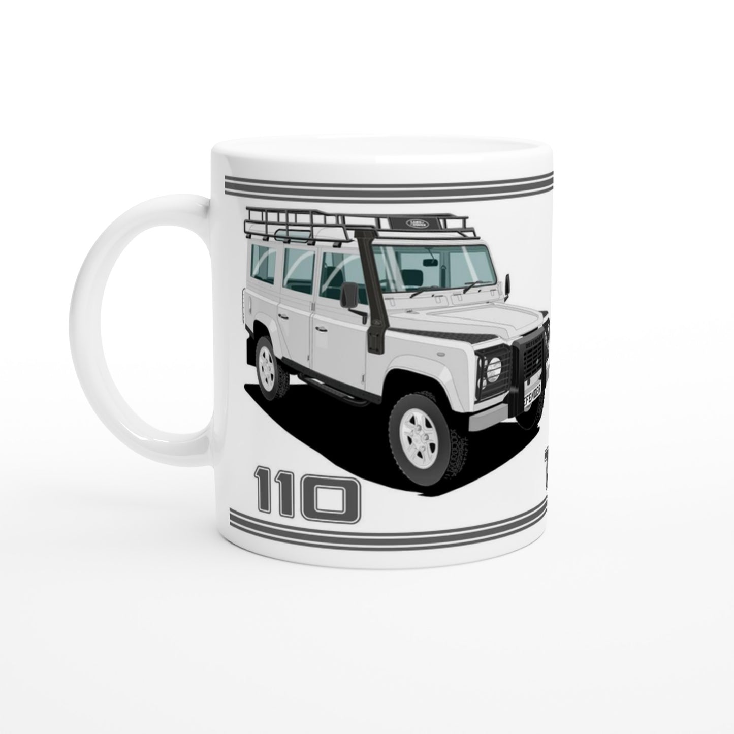 Land Rover Defender 110 TD5 12 seater in Silver  Art Mug