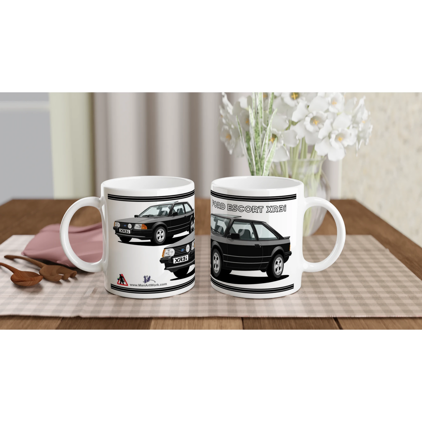Ford Escort Mk3 XR3i in Black Art Mug