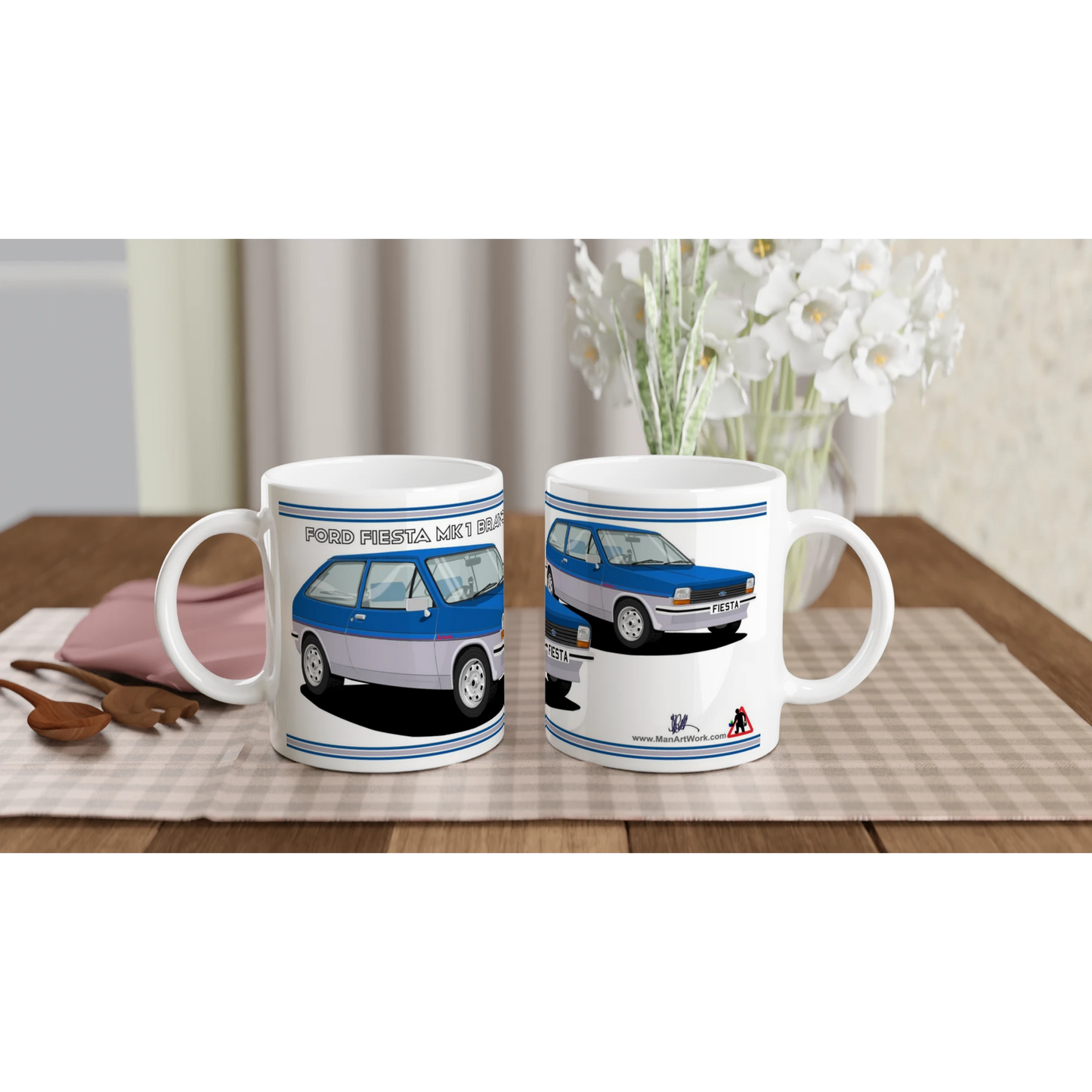 Ford Fiesta Mk1 Bravo in Blue Art Mug