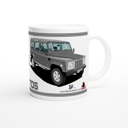 Land Rover Defender 110 TD5 12 seater in Grey  Art Mug