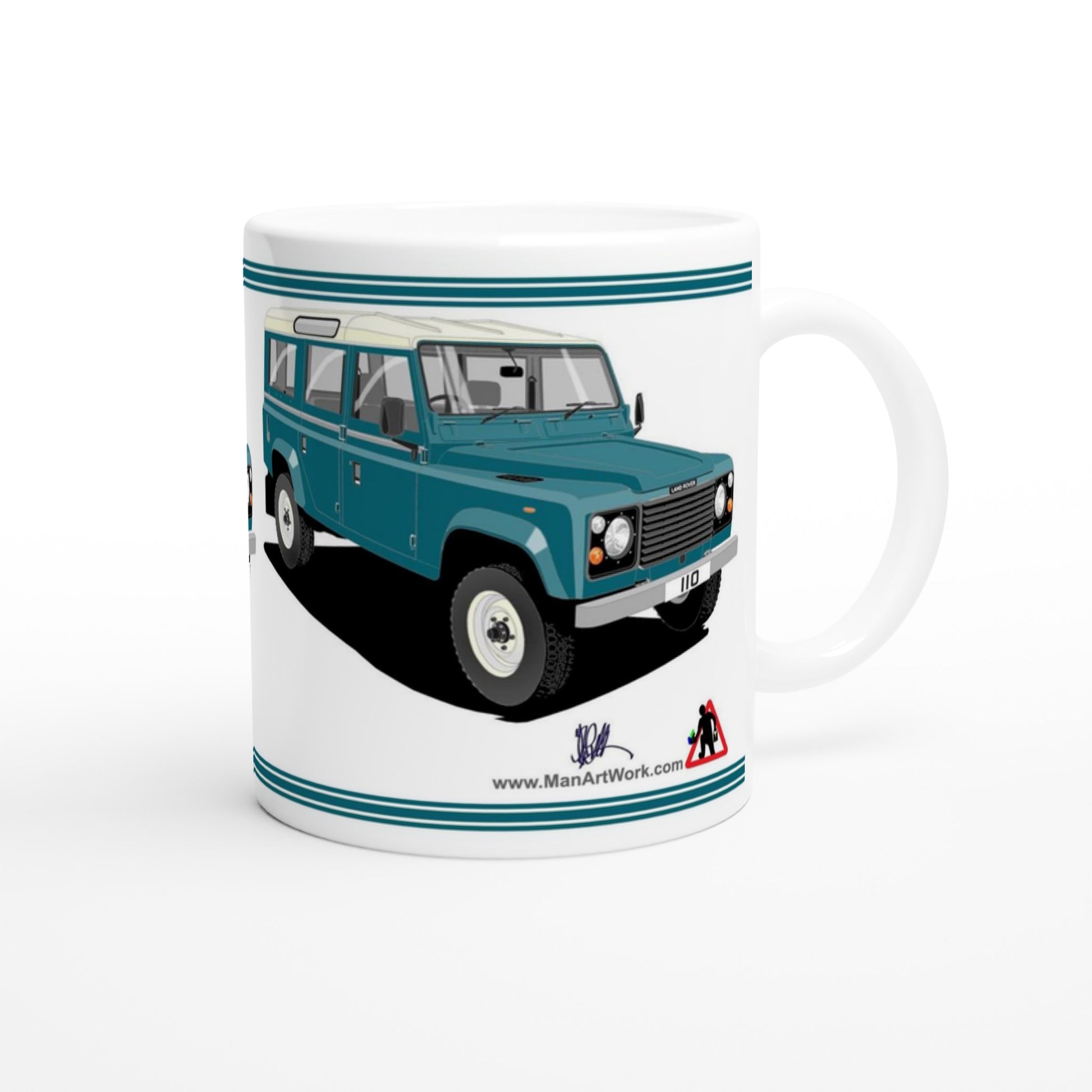 Land Rover 110 12 seater in Blue  Art Mug