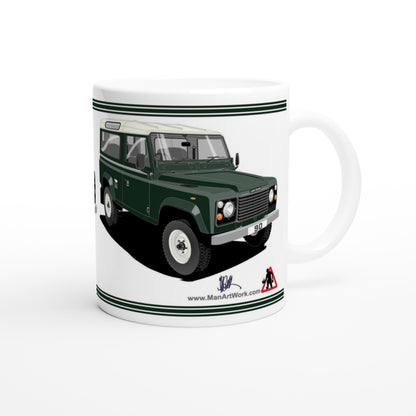 Land Rover 90 7 seater in Green  Art Mug