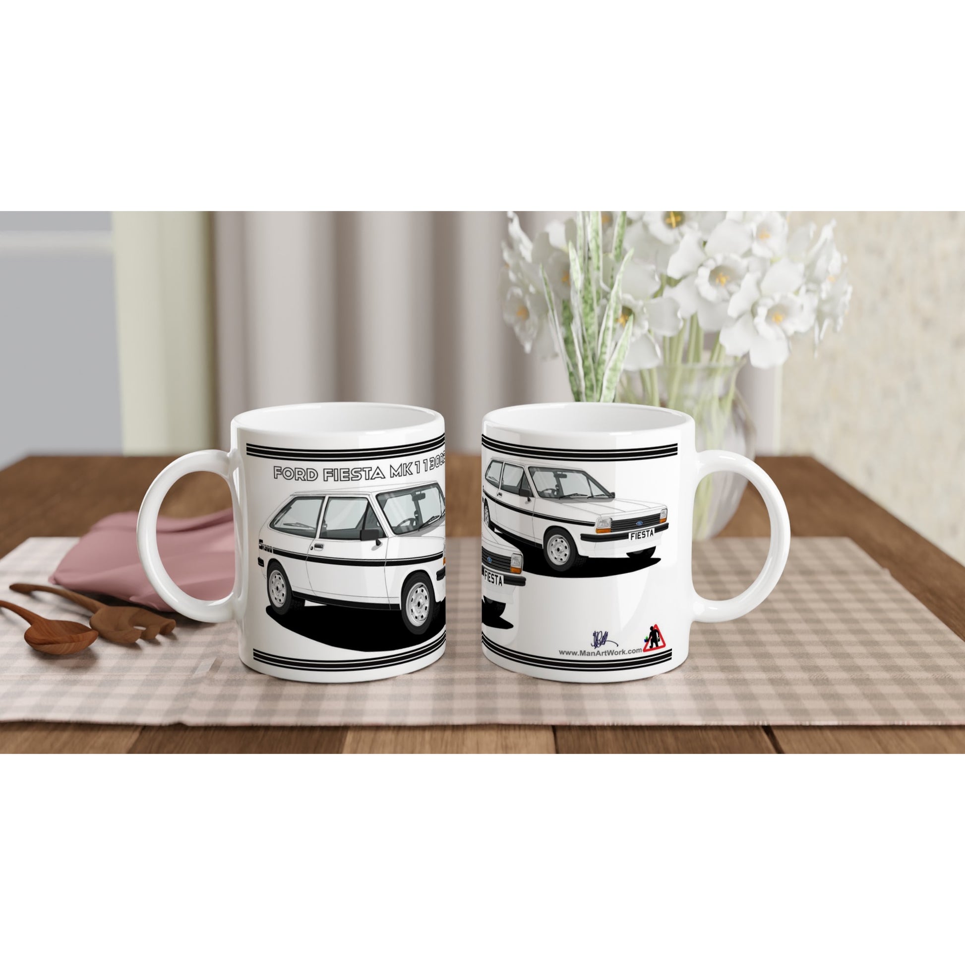 Ford Fiesta Mk1 1300S in White Art Mug