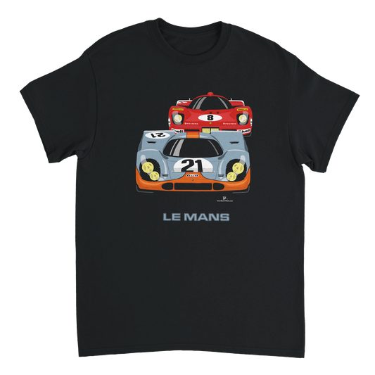 Le Mans Film Porsche 917 v Ferrari 512S Art T Shirt (Steve McQueen)