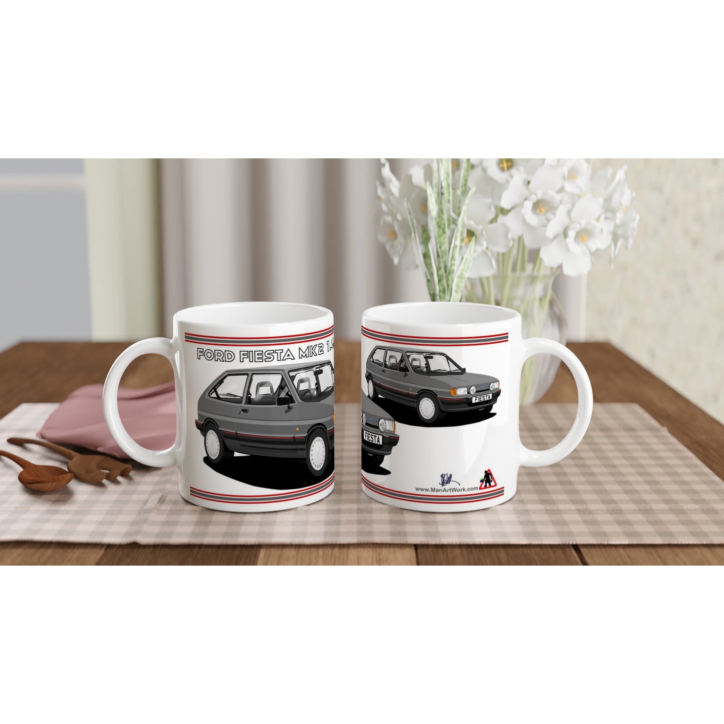 Ford Fiesta Mk2 1.4S in Grey Art Mug