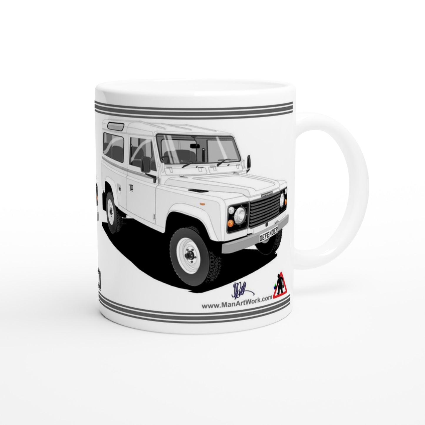 Land Rover Defender 90 7 seater in White  Art Mug