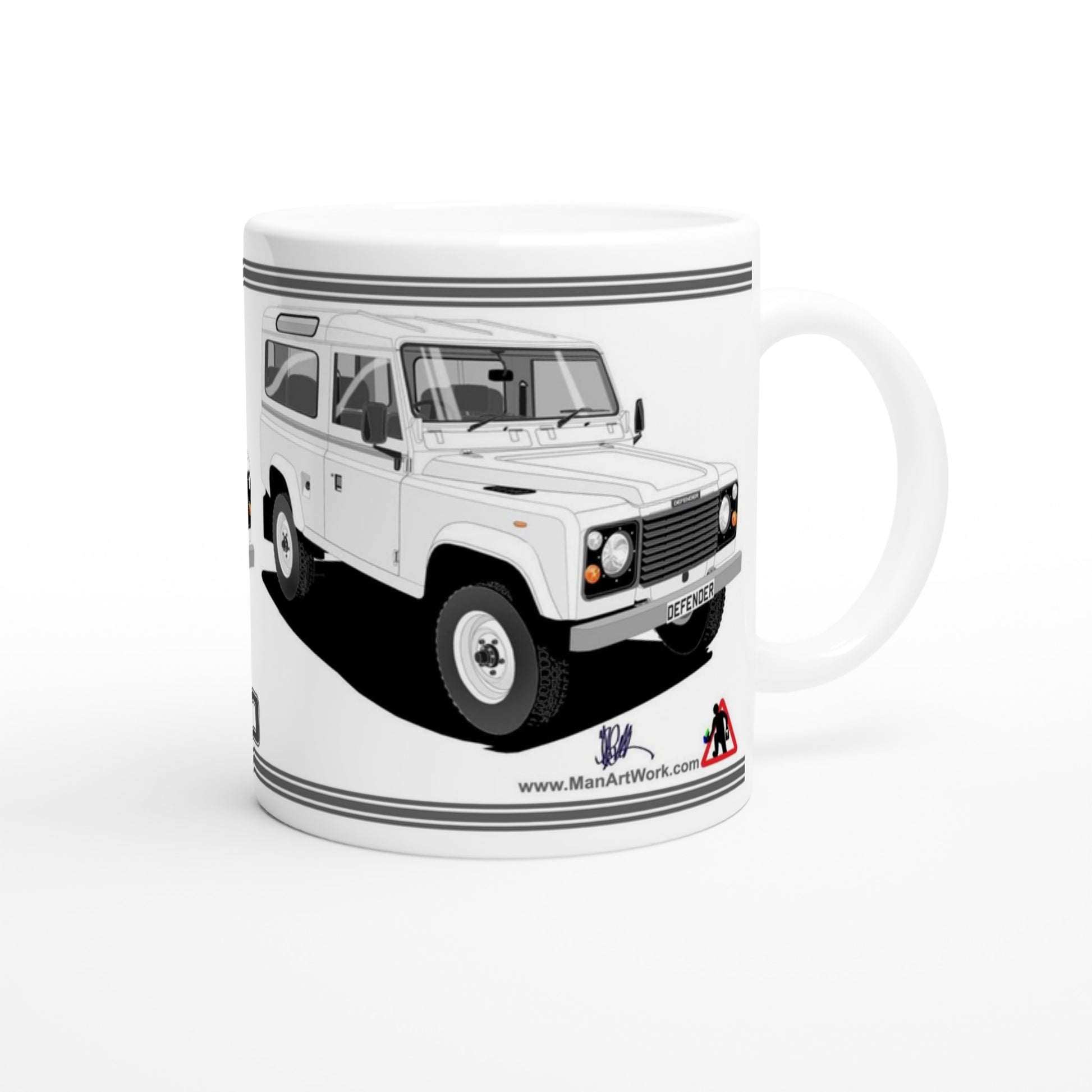 Land Rover Defender 90 7 seater in White  Art Mug