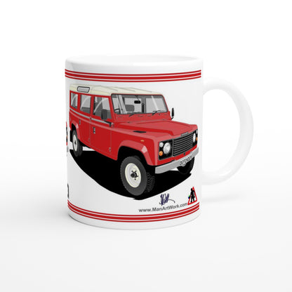 Land Rover Defender 110 12 seater in Red  Art Mug