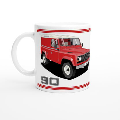 Land Rover 90 in Red Art Mug