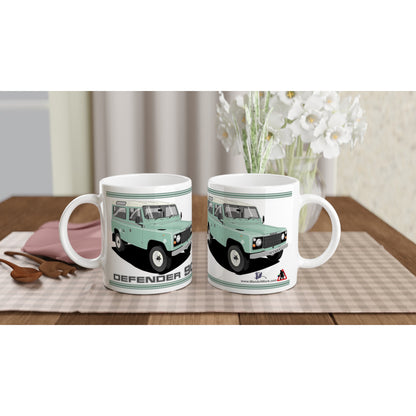 Land Rover Defender 90 7 seater in Light Green  Art Mug