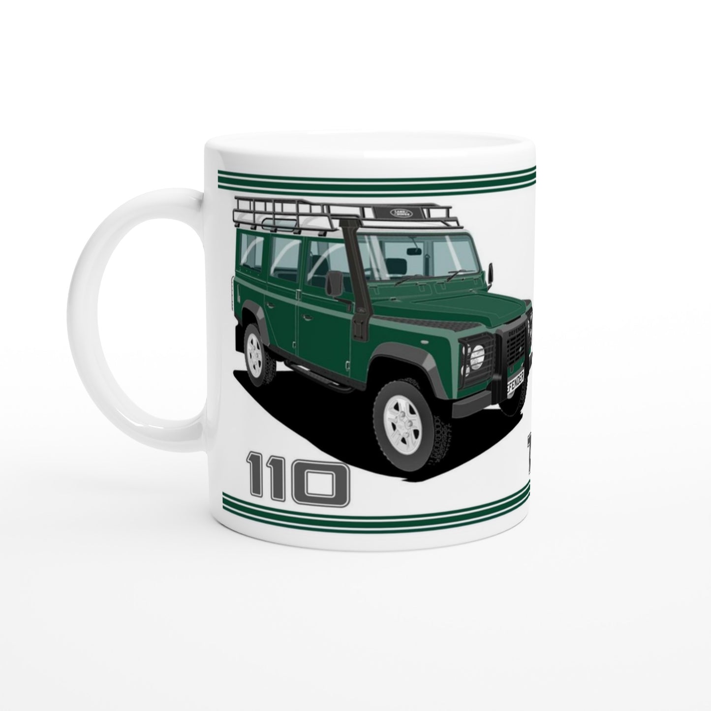 Land Rover Defender 110 TD5 12 seater in Green  Art Mug