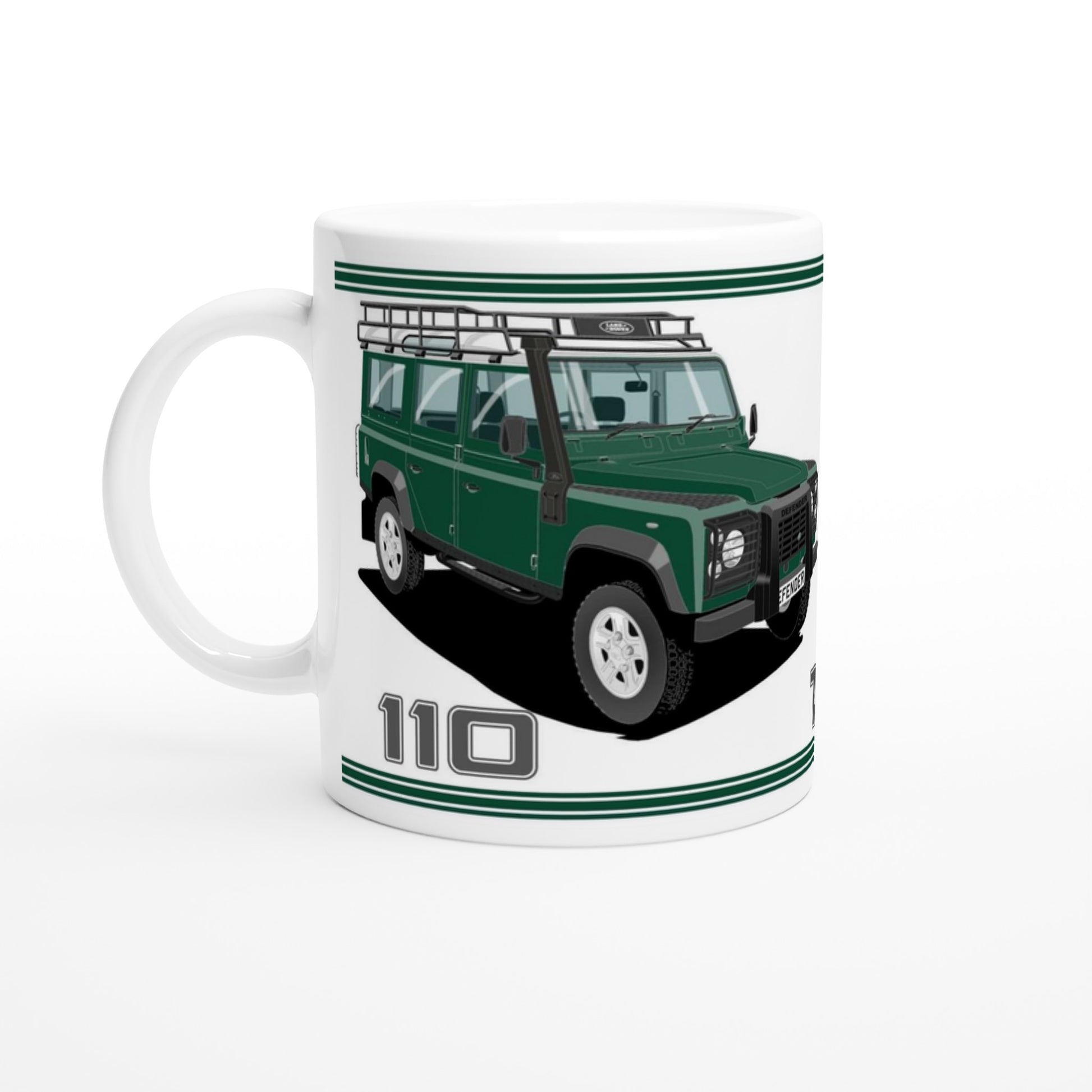 Land Rover Defender 110 TD5 12 seater in Green  Art Mug