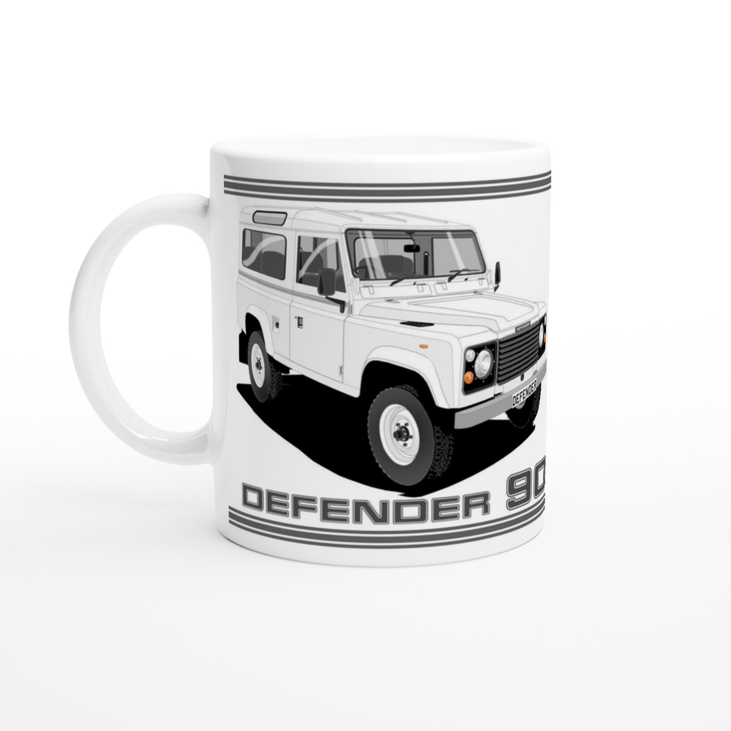 Land Rover Defender 90 7 seater in White  Art Mug