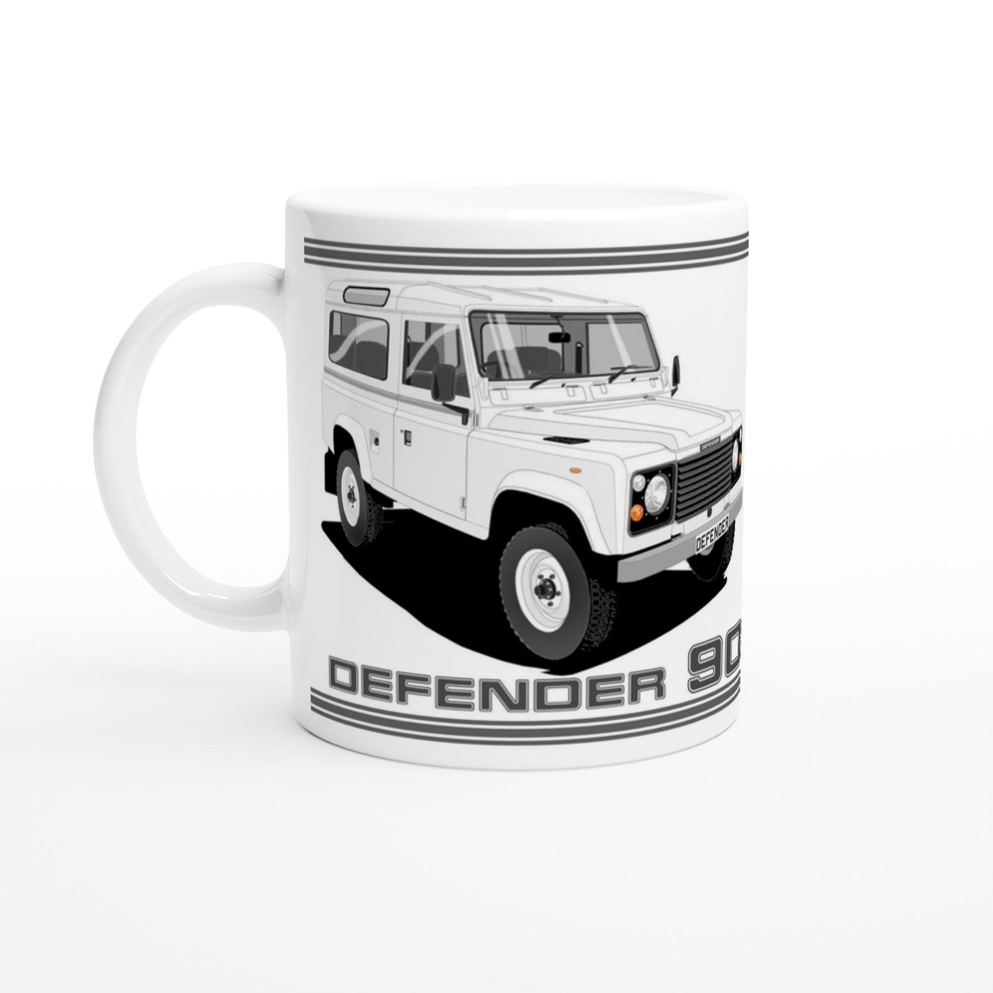 Land Rover Defender 90 7 seater in White  Art Mug